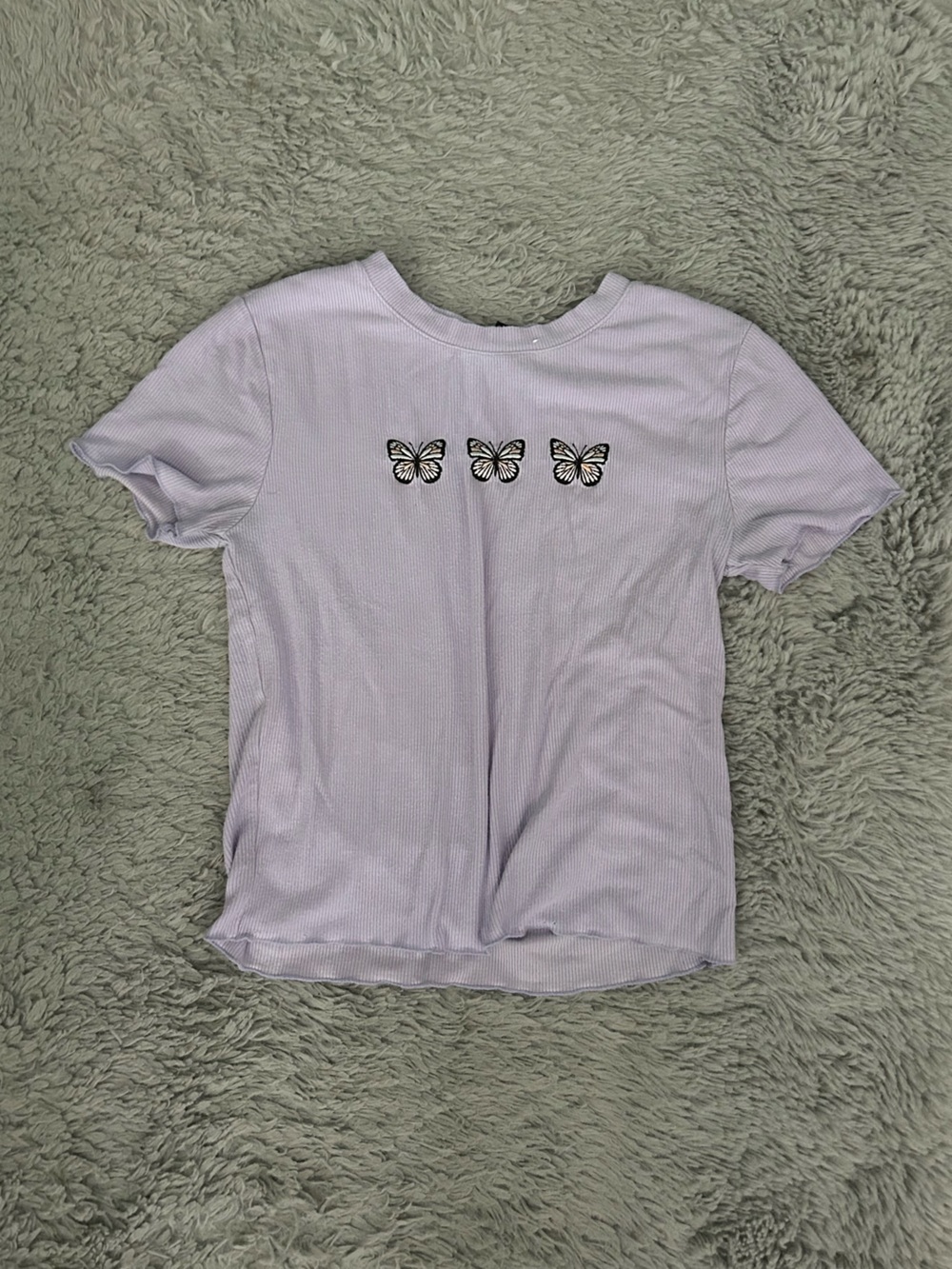 Forever 21 Lilac Short-Sleeve Tee with Butterfly Motif